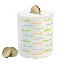 Pastel Cars Pattern Piggy Bank