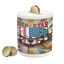 Angry Skull America Flag Piggy Bank