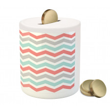 Cute Artful Pastel Zigzags Piggy Bank