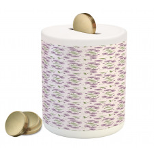 Retro Violets Buds Piggy Bank