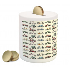 Colorful Bicycles Pattern Piggy Bank