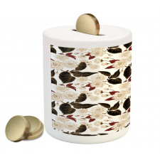 Chinese Plum Pattern Piggy Bank