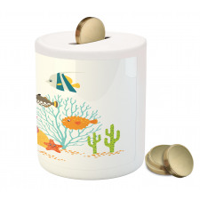 Cartoon Underwater Coral Piggy Bank