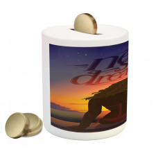 Young Woman at Beach Piggy Bank