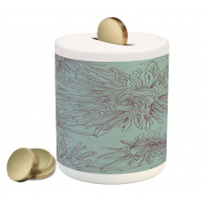 Aster Blossoms Artwork Piggy Bank