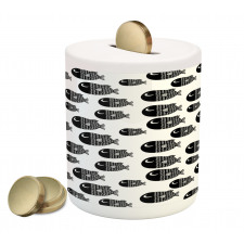 Black and White Fishes Piggy Bank