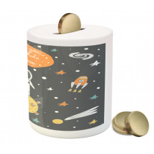 Doodle Astronaut Piggy Bank