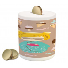 Kokeshi Doll Ice Cream Piggy Bank