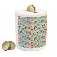 Diagonal Squares Retro Piggy Bank