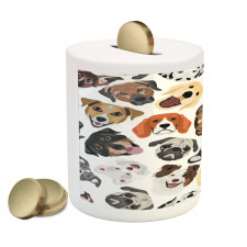 Faces of Various Dog Breeds Piggy Bank