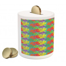 Hawaiian Rainforest Leaves Piggy Bank