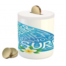 Wave with Bali Flower Piggy Bank