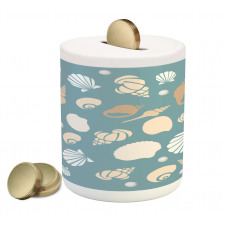 Various Aquatic Seashells Piggy Bank