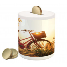 Bike in Sepia Tones Rural Piggy Bank