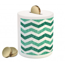 Pastel Chevrons Green Piggy Bank