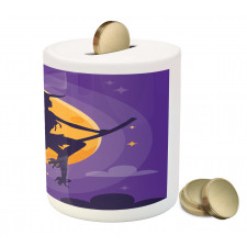 Witch Broom Silhouette Piggy Bank