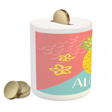 Flowers and Pineapple Pattern Piggy Bank