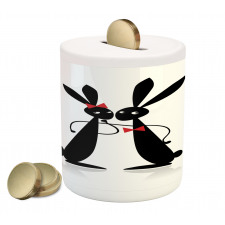 Couple Rabbits Bow Tie Piggy Bank