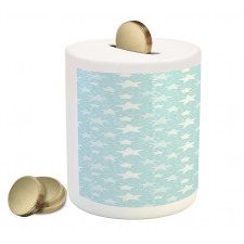 Stars Ornate on Baby Blue Piggy Bank