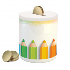 Realistic Colorful Pencils Piggy Bank