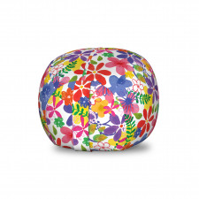Floral Pelüş Oyuncak Çuvalı El Çizimi Suluboya Rengarenk Çiçek Desenli