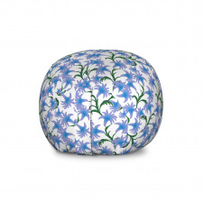 Floral Pelüş Oyuncak Çuvalı Mavi Zarif Çiçek Desenli