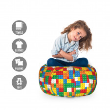 Çocuksu Pelüş Oyuncak Çuvalı Rengarenk Legolar Dizili İnşa Oyuncaklar