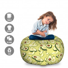 Avokado Pelüş Oyuncak Çuvalı Yazılı Arka Plan Üzerinde Sağlıklı Meyveler