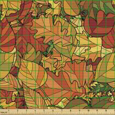 Botanik Parça Kumaş Farklı Çeşit Süslemeli Aralıksız Yapraklar