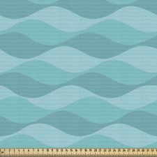 Doğa Parça Kumaş Mavi Denizdeki Dalgalar Desenli Camgöbeği