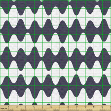 Soyut Parça Kumaş Koyu Renkli ve Beyaz Dalgalı Şeritler Desenli