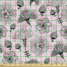 Botanik Parça Kumaş Soluk Arka Planda Siyah Çiçek Çalışmaları