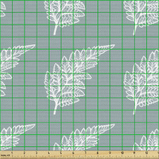 Bitkisel Parça Kumaş Koyu Zeminde Gerçekçi Çizgisel Yapraklar