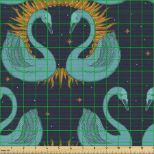 Hayvan Parça Kumaş Birbirlerine Dönük Tekrarlı Kuğu Çizimleri