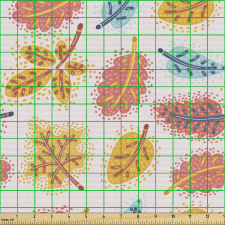 Bitkisel Parça Kumaş Soluk Arka Plan Üzerinde Desenli Yapraklar