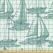 Denizcilik Parça Kumaş Beyaz Arka Planda Yelkenli Eskizleri