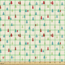 Bitkisel Parça Kumaş Krem Arka Planda Farklı Renklerde Çamlar