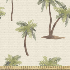 Egzotik Parça Kumaş Sade Fon Üzerindeki Palmiye Ağacı Desenli