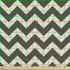Geometrik Parça Kumaş Boz ve Şampanya Fonlu Zikzaklar Desenli