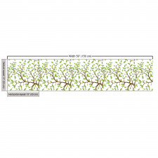 Bitkisel Parça Kumaş Beyaz Fonda Tekrarlı Dallarda Yapraklar