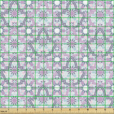 Geometrik Parça Kumaş Sevimli ve Parlak Çiçekli Mozaik Motif