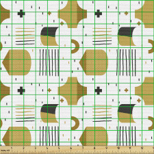 Geometrik Parça Kumaş Yatay ve Dikey Çizgiler ile Noktalar