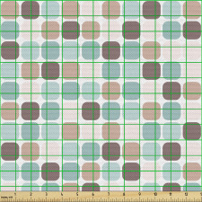 Geometrik Parça Kumaş Mozaik Stili Kareler Desenli