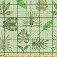 Bitkisel Parça Kumaş Geometrik Arka Planda Egzotik Bitkiler