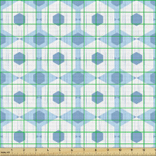 Geometrik Parça Kumaş Mavi Fon Üzerindeki Beyaz Altıgenler