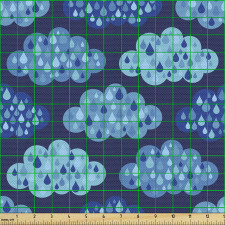 Gökyüzü Parça Kumaş Mavi Fon Üzerindeki Yağmur Damlaları Hava