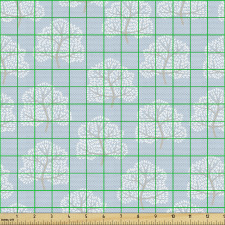 Kış Parça Kumaş Pastel Mavi Arka Planda Karlı Sık Ağaç Çizimi