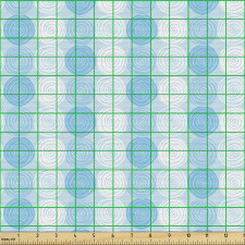 Geometrik Parça Kumaş Mavi Tonlarda Tekrarlayan Sarmal Daireler