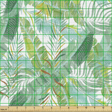 Tropikal Parça Kumaş İç İçe Tekrarlanmış Egzotik Yapraklar