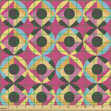 Geometrik Parça Kumaş Tekrarlanmış Daireler İçinde Dörtgenler